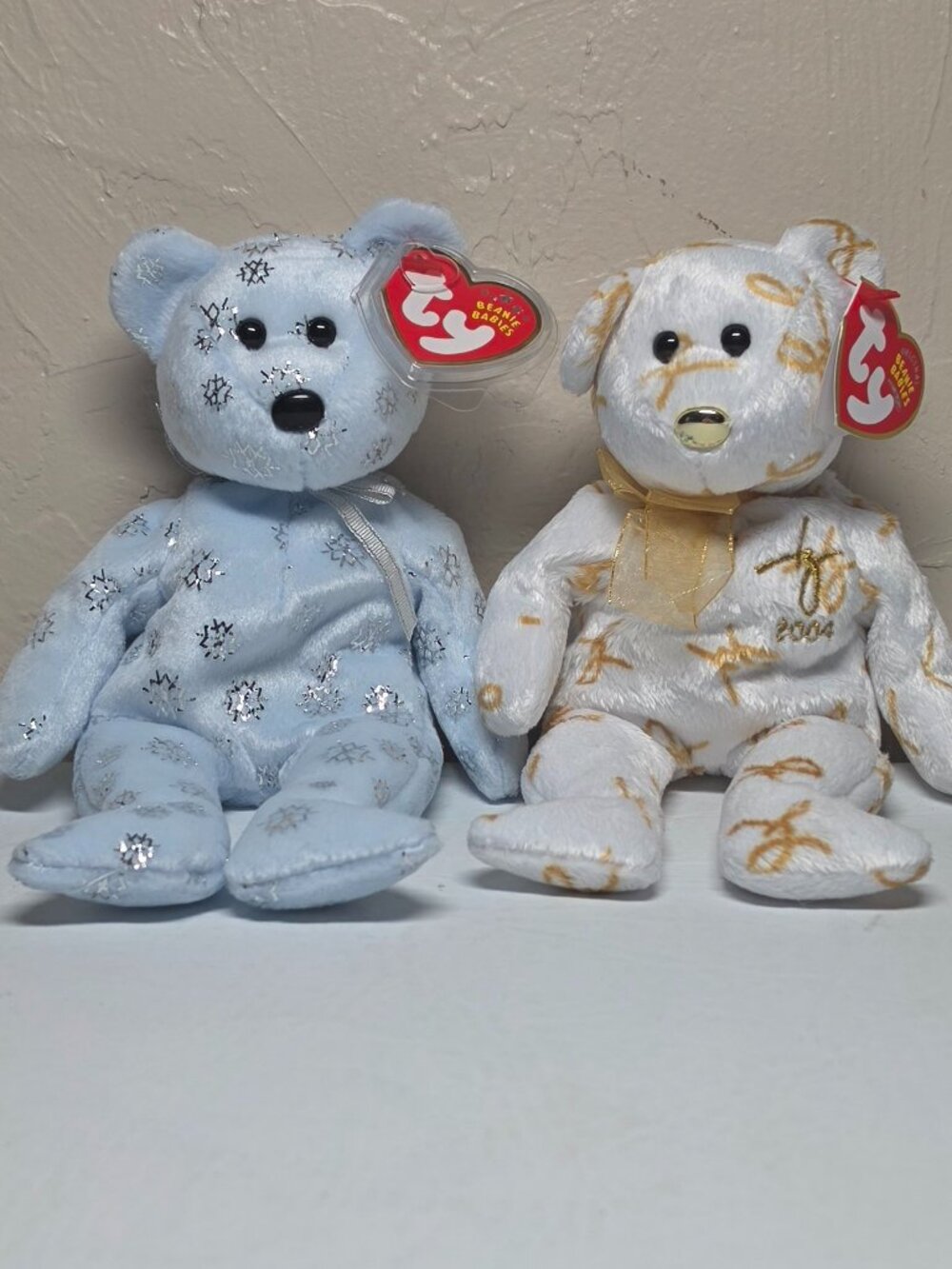 TY Beanie Baby - FLAKY the Snowflake Bear - 2004 Signature Bear - Lot of 2 Tags